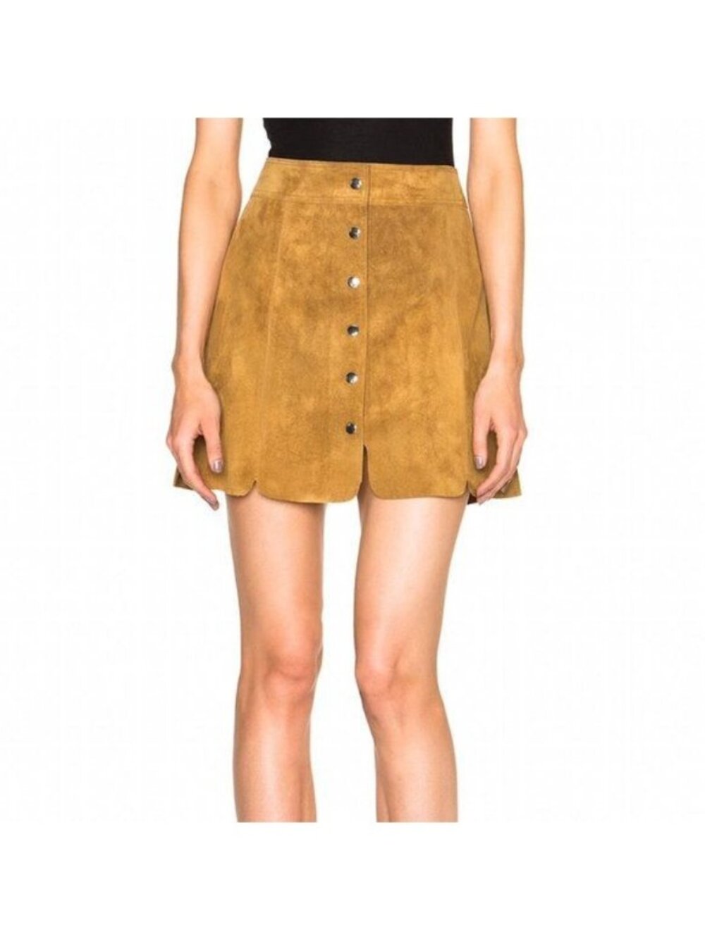 Isabel Marant Suede Scalloped A Line Mini Skirt